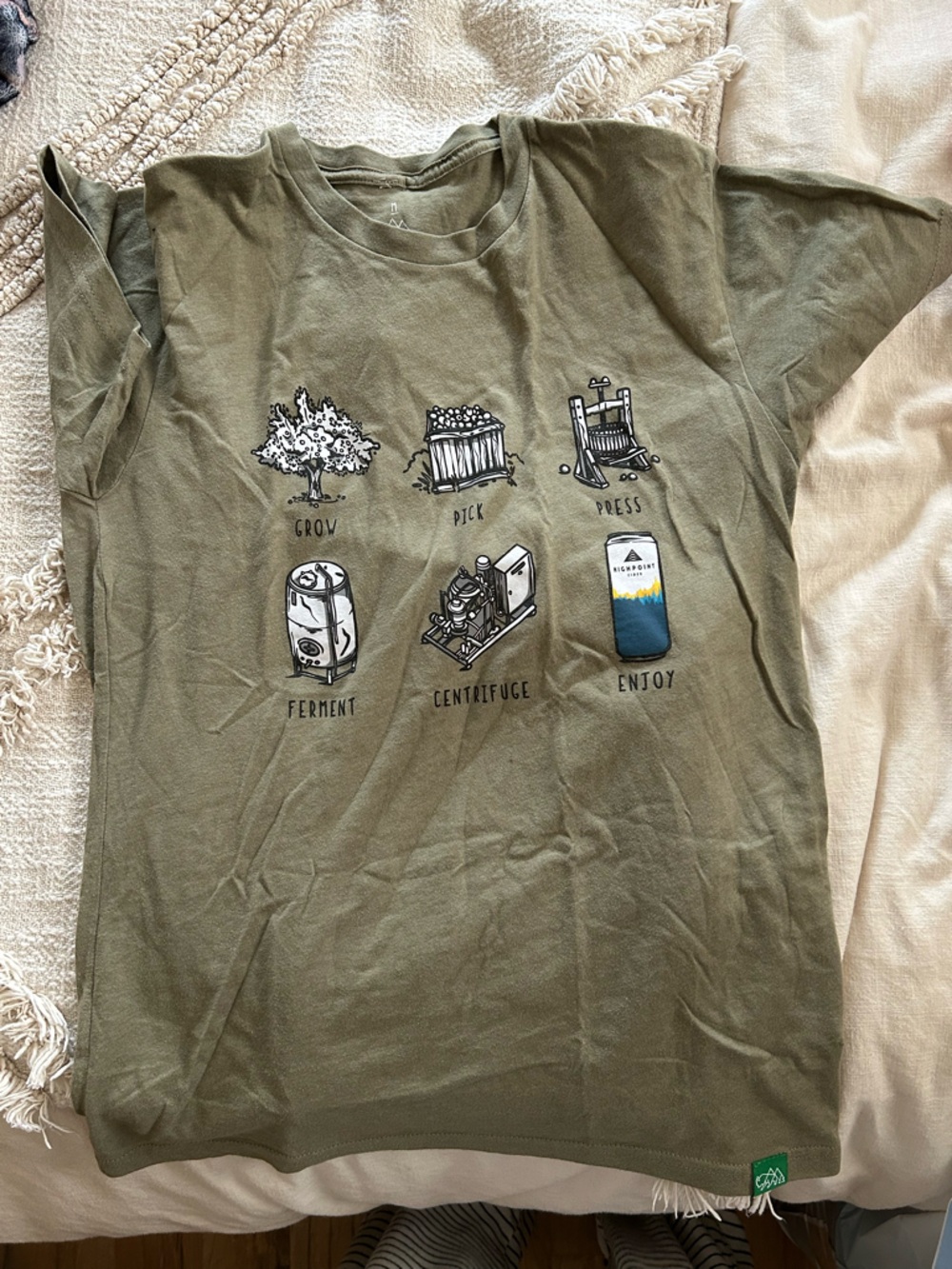 Olive Green Graphic Process Steps T-Shirt